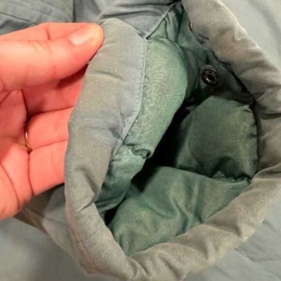 Vintage Utex Women's Snap Front Quilted Down Fur Trim Long Coat Jacket Green 10 - Picture 7 of 16